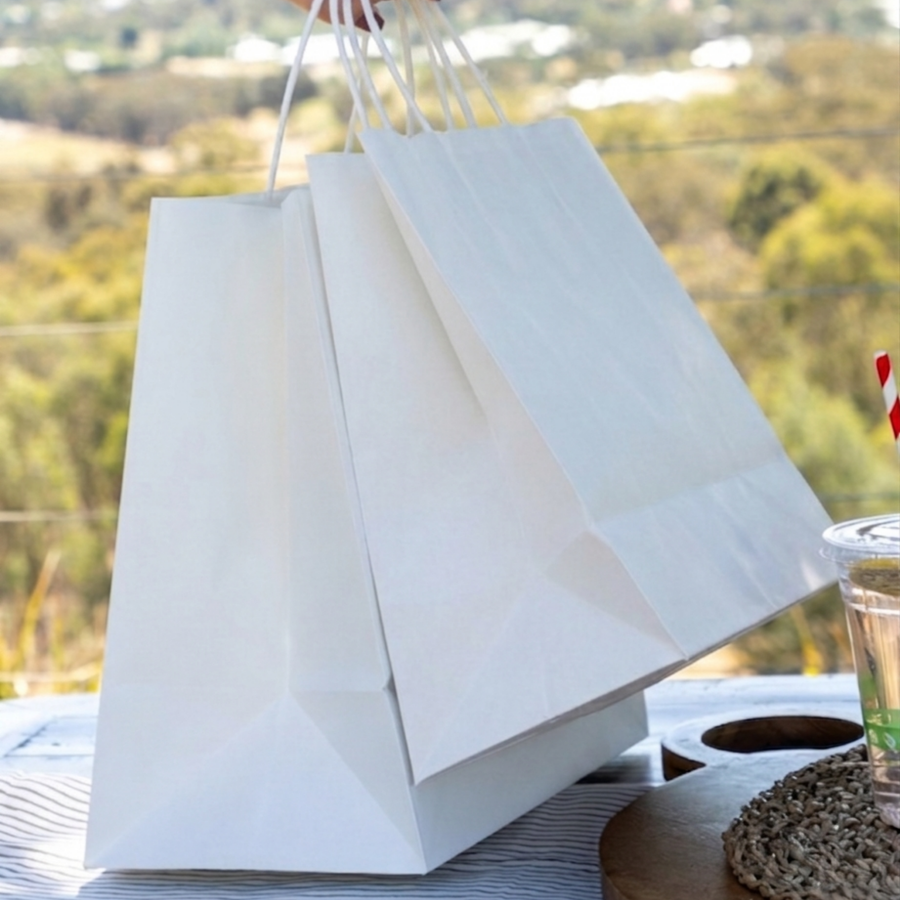 White Kraft Carry Bags